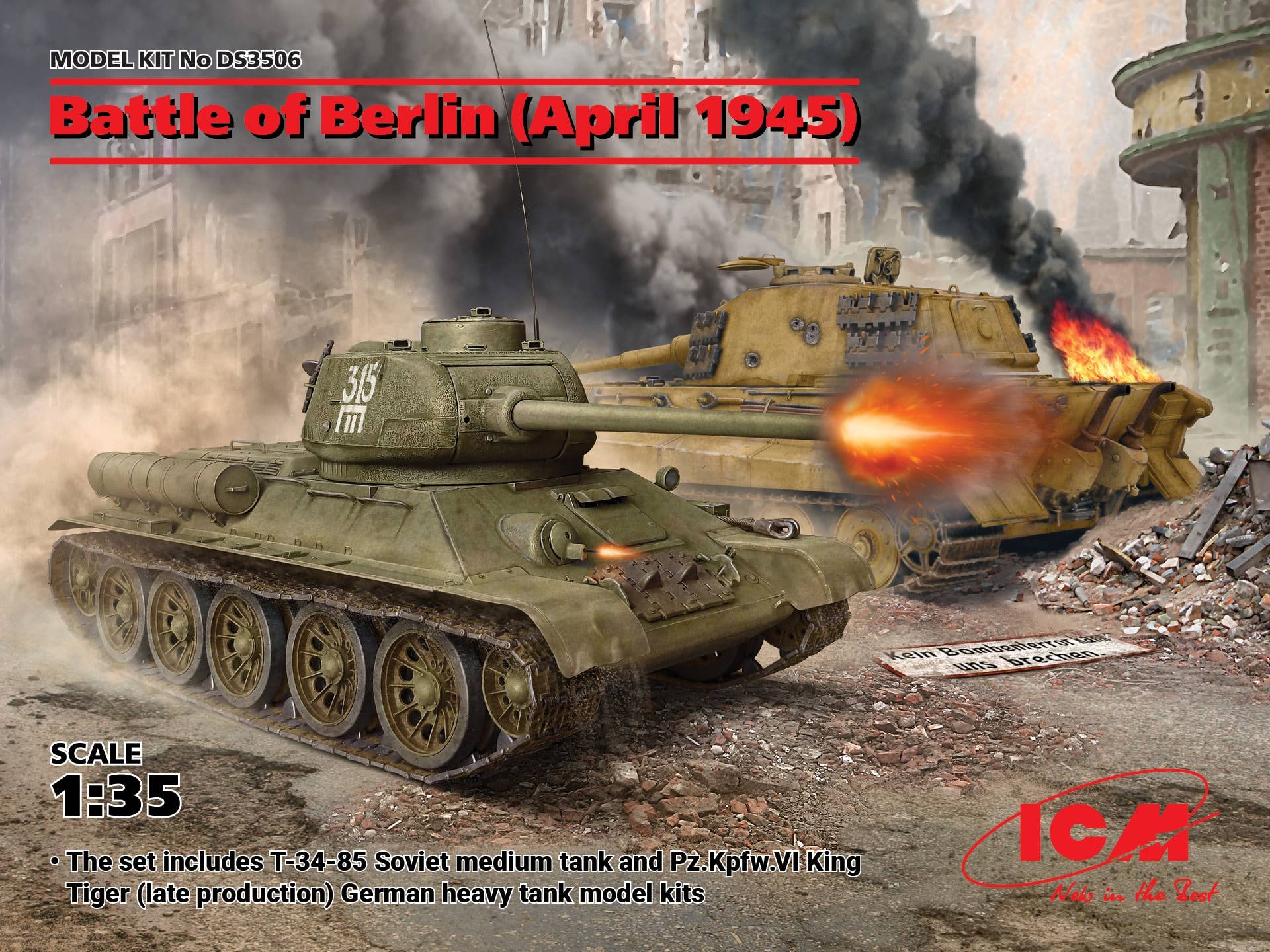 ICM 1/35 Battle of Berlin (April 1945) (T-34-85, King Tiger) | 4823044406630