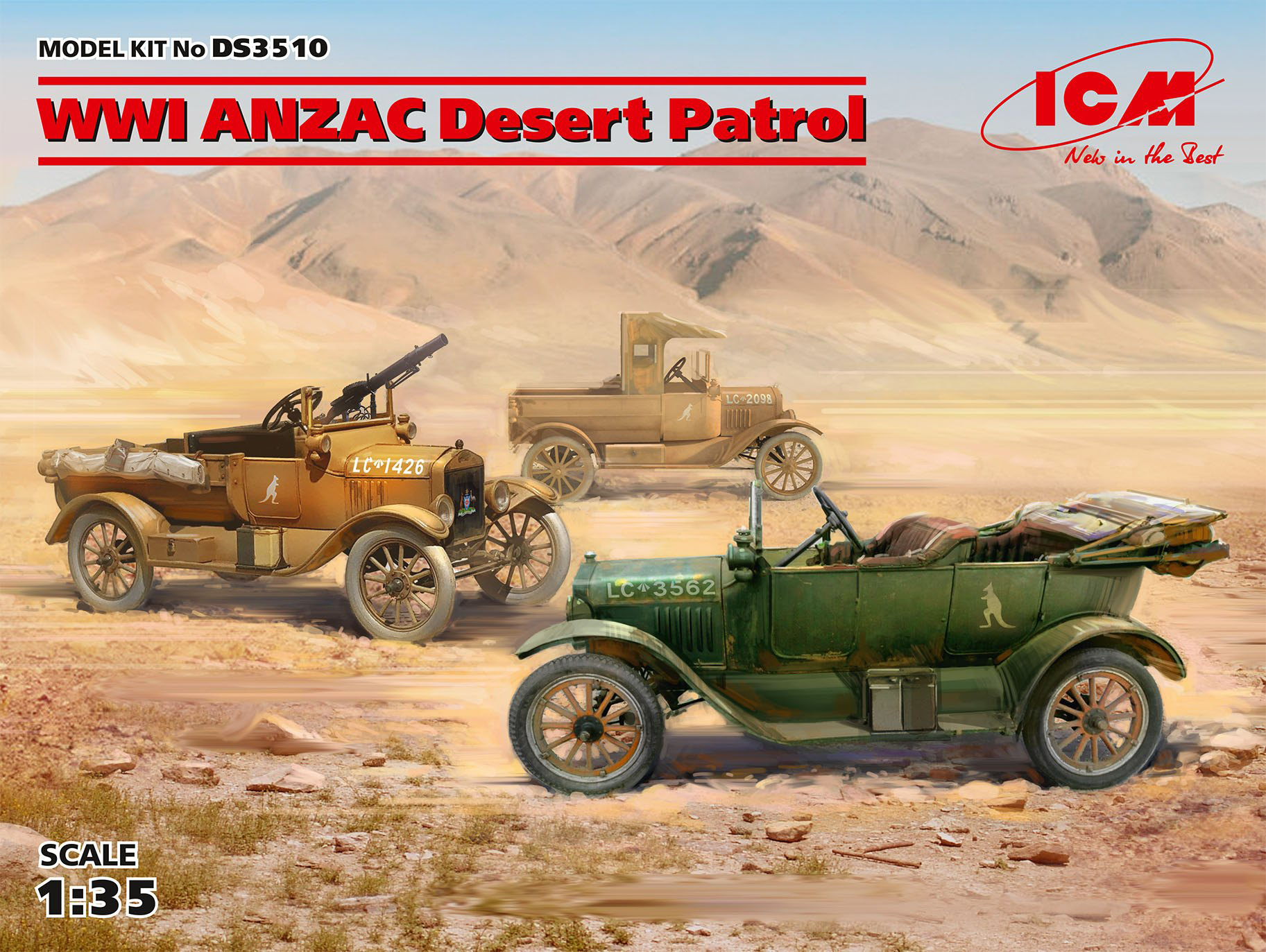 ICM 1/35 WWI ANZAC Desert Patrol (Model T LCP, Utility, Touring) | 4823044406678
