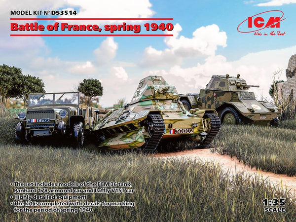 ICM 1/35 Battle Of France, Spring 1940 (Panhard 178 AMD-35, FCM 36, Laffly V15T)