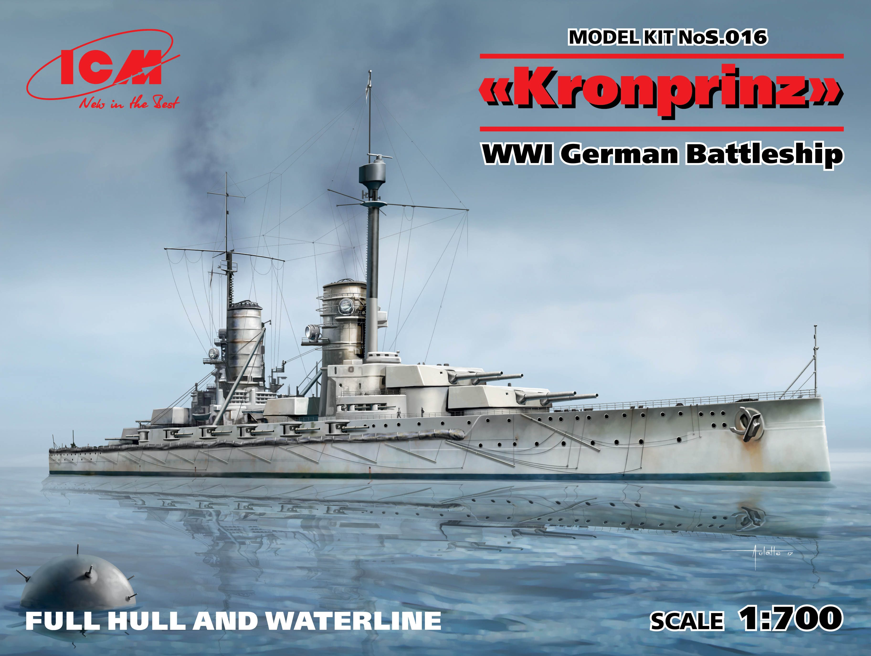ICM 1/700 Kronprinz (full hull & waterline), WWI German Battleship | 4823044404551