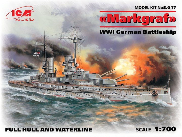 ICM 1/700 Markgraf (full hull & waterline), WWI German Battleship | 4823044405169