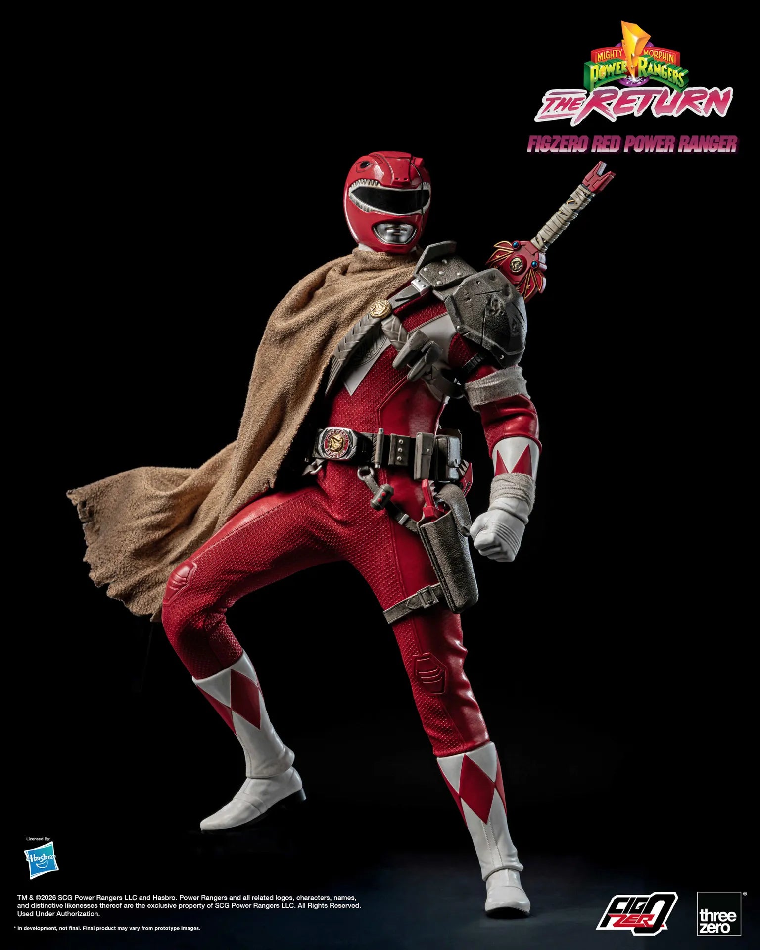 Red Power Ranger 1/6 figure posing with Power Sword
