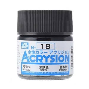 Mr Hobby Acrysion N18 - Steel (Metallic/Primary)(4973028927139)