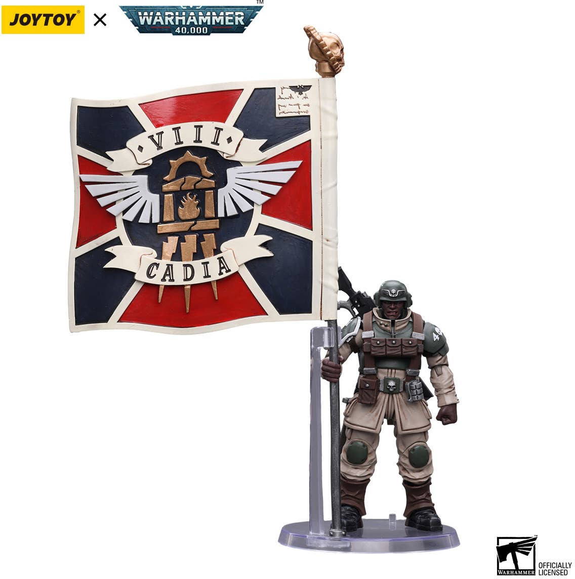 Joy Toy Astra Militarum Cadian Command Squad Veteran with Regimental Standard | 6973130377929