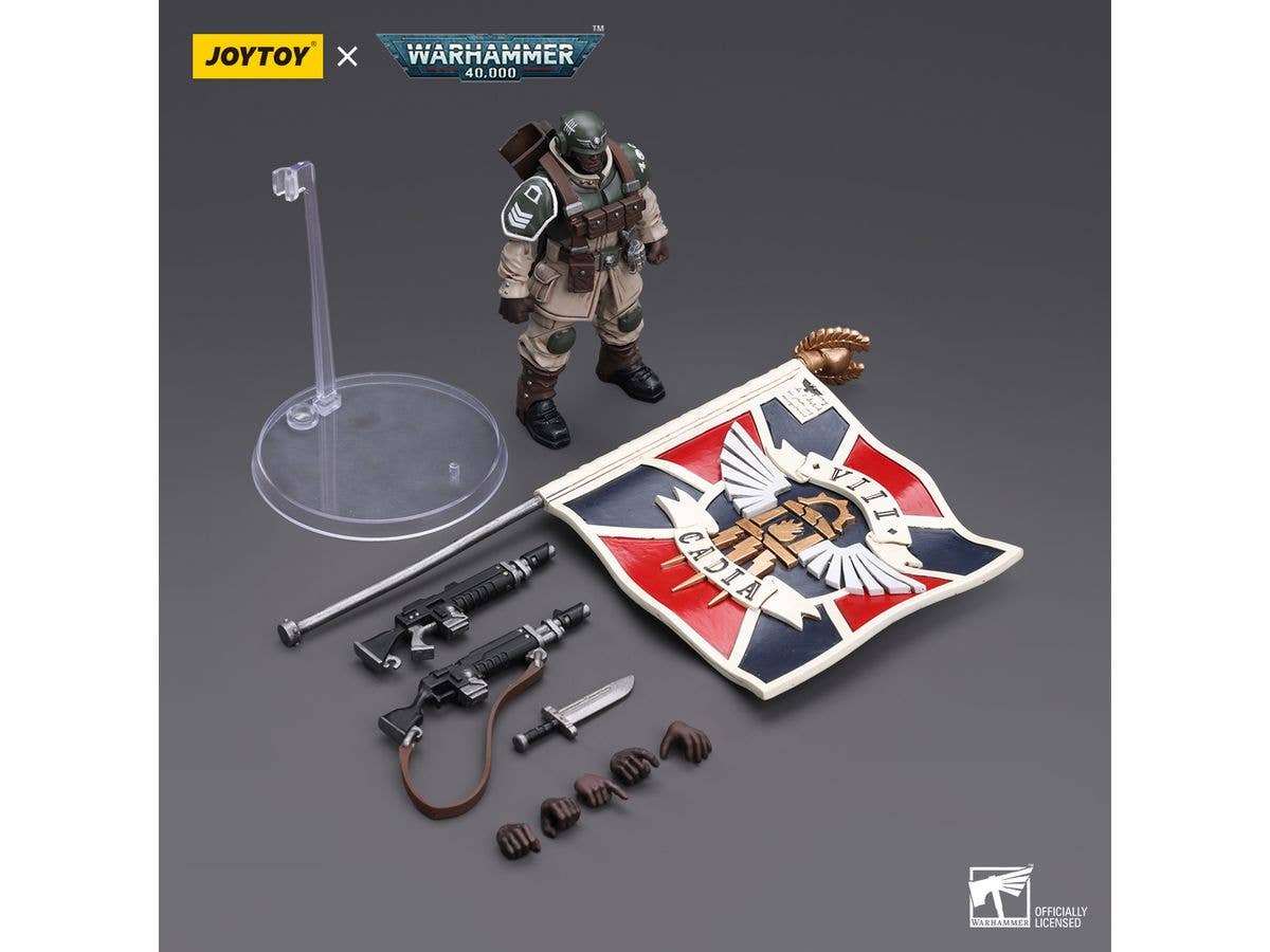 Joy Toy Astra Militarum Cadian Command Squad Veteran with Regimental Standard | 6973130377929