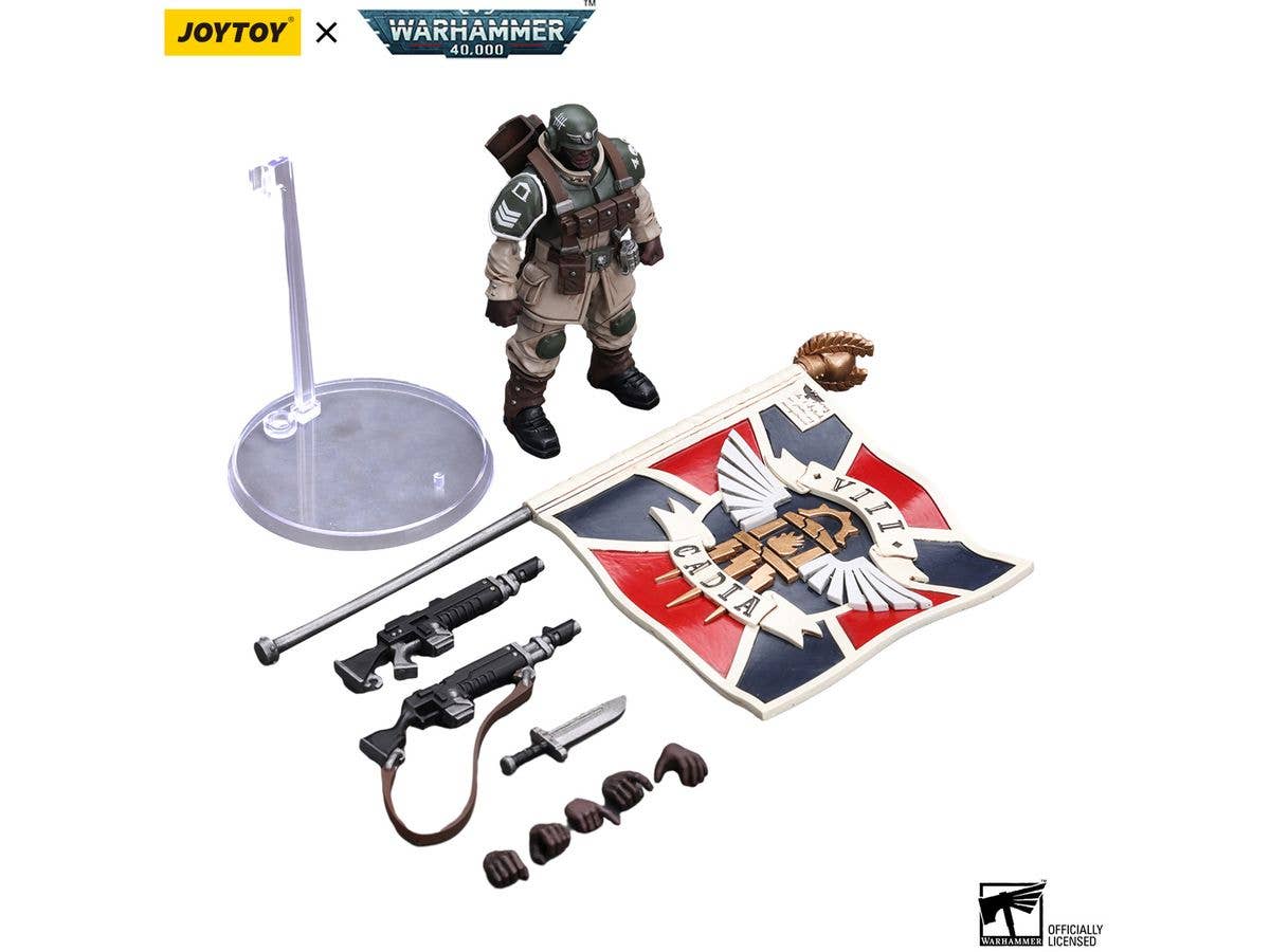 Joy Toy Astra Militarum Cadian Command Squad Veteran with Regimental Standard | 6973130377929