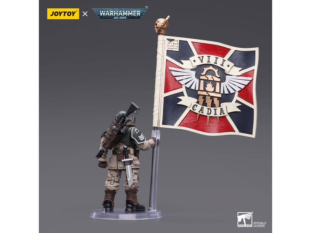 Joy Toy Astra Militarum Cadian Command Squad Veteran with Regimental Standard | 6973130377929