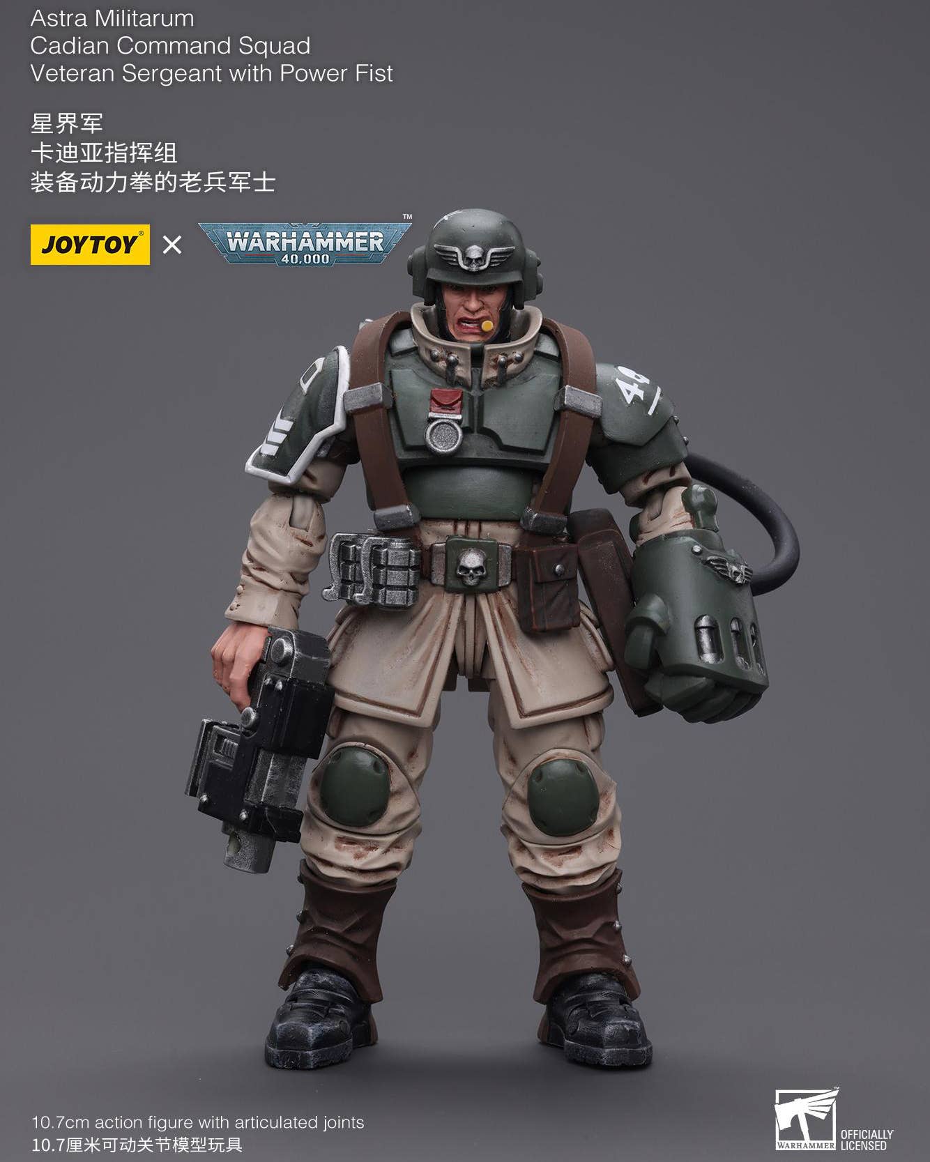 Joy Toy Astra Militarum Cadian Command Squad Veteran Sergeant with Power Fist | 6973130377936
