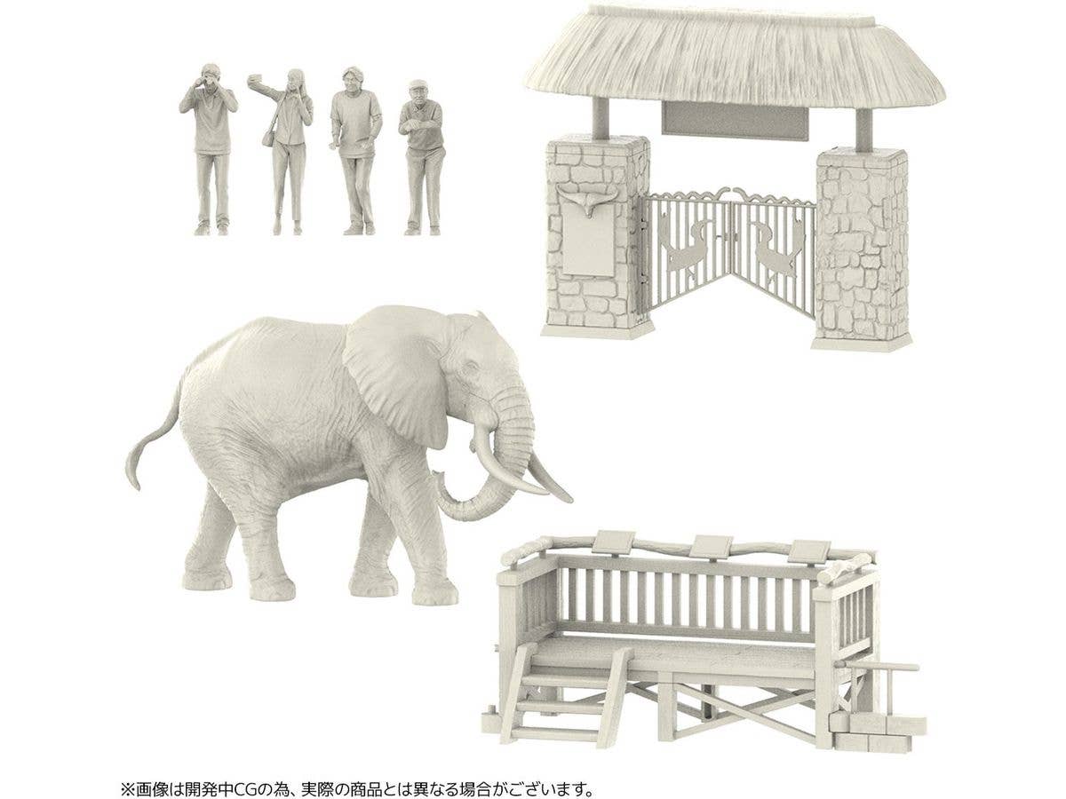 MegaHouse [KAIYODO] [UNPAINTED] ARTPLA Tourist and African Elephant Set (December 2010) | 4537807190161