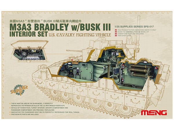 Meng 1/35 U.S. Cavalry Fighting Vehicle M3A3 Bradley with BUSK III Interior Set | 4897038550579