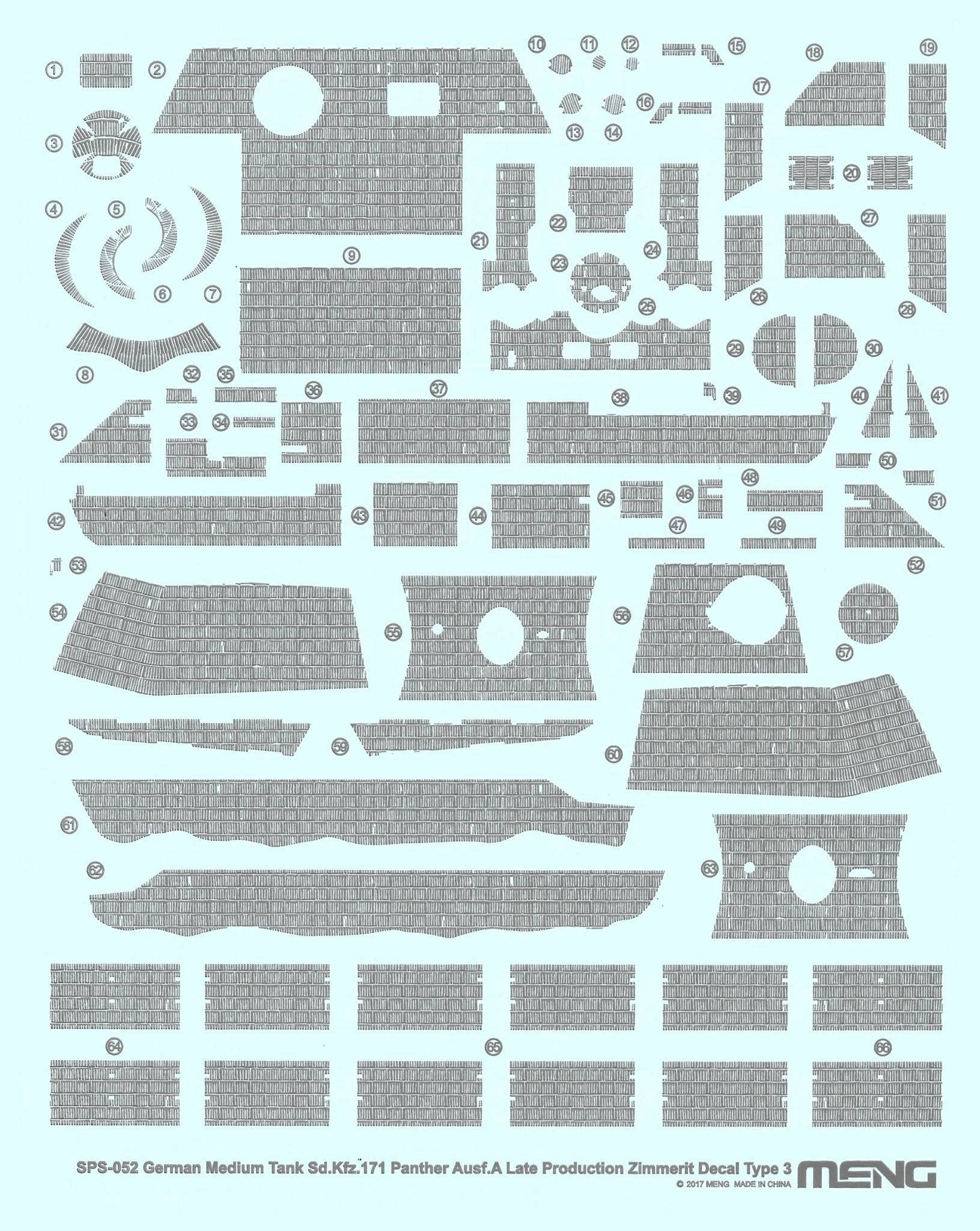 Meng German Medium Tank Sd.Kfz.171 Panther Ausf.A Late Production Zimmerit Decal Type C | 4897038551712