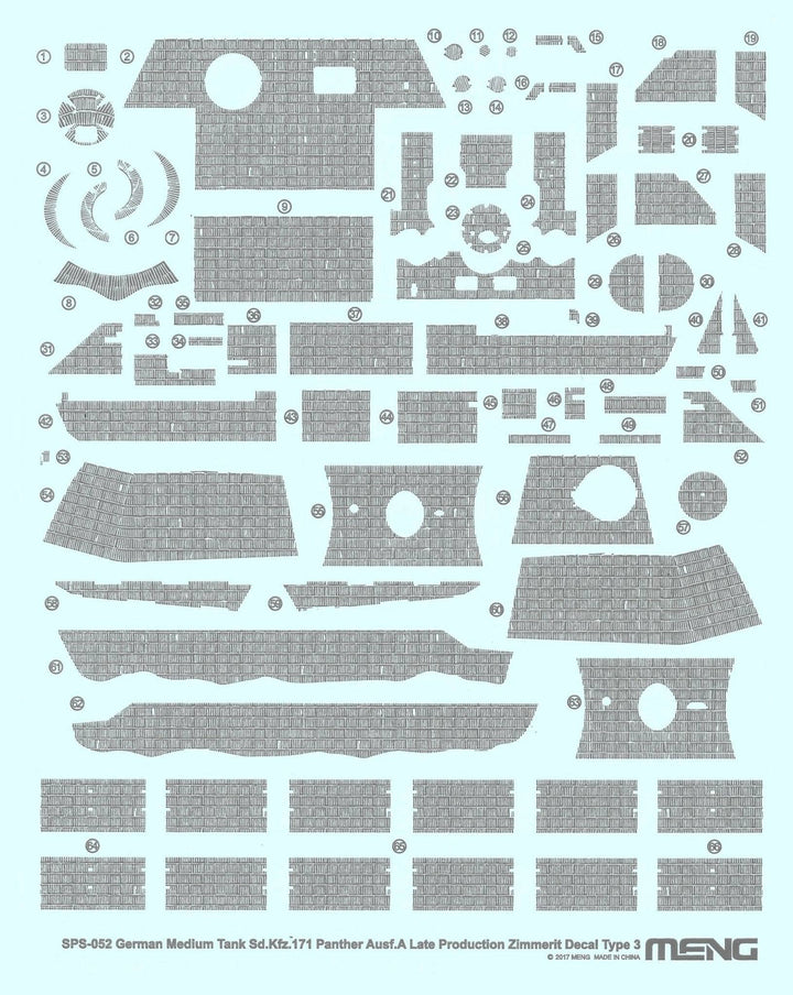 Meng German Medium Tank Sd.Kfz.171 Panther Ausf.A Late Production Zimmerit Decal Type C | 4897038551712