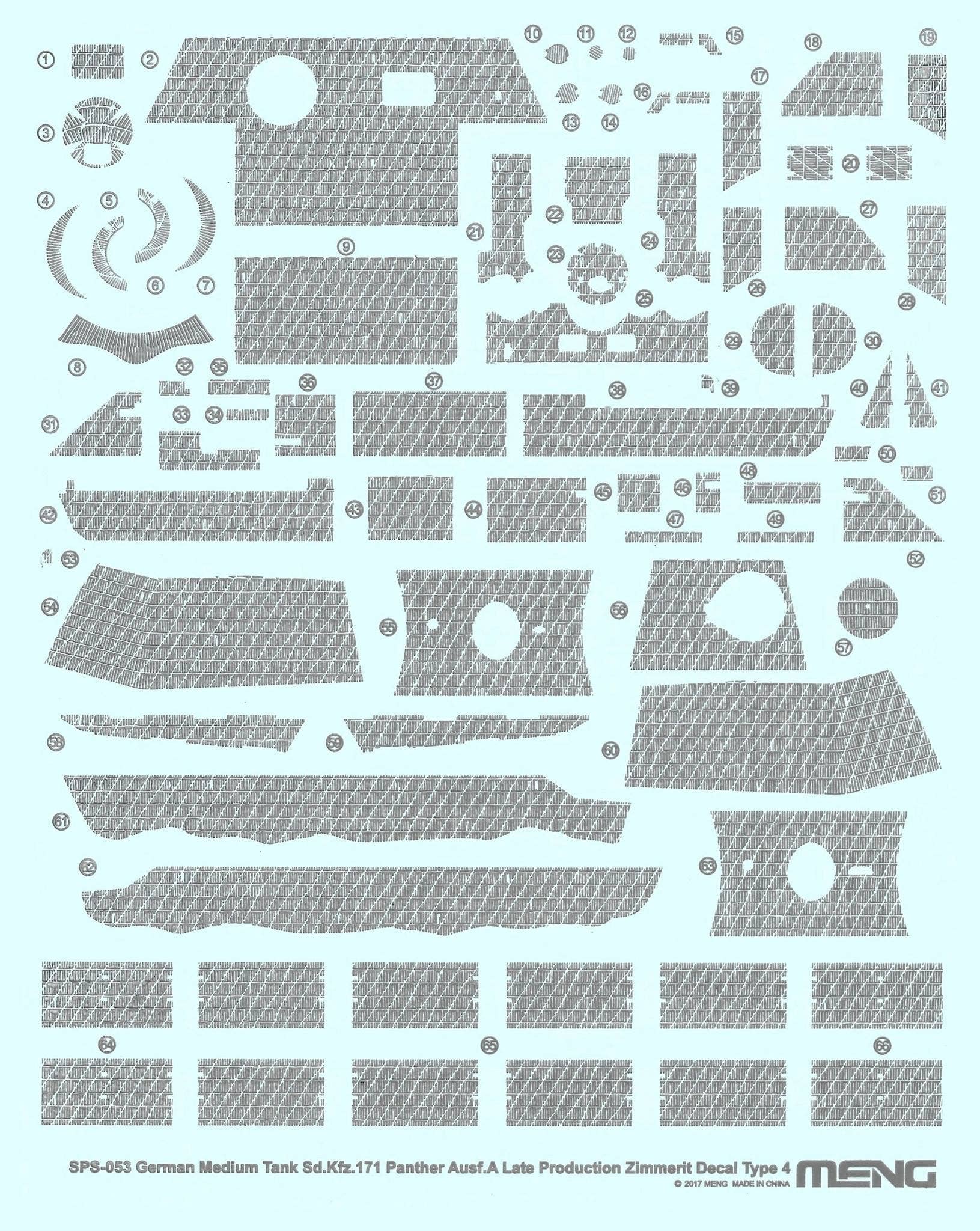 Meng German Medium Tank Sd.Kfz.171 Panther Ausf.A Late Production Zimmerit Decal Type D | 4897038551729