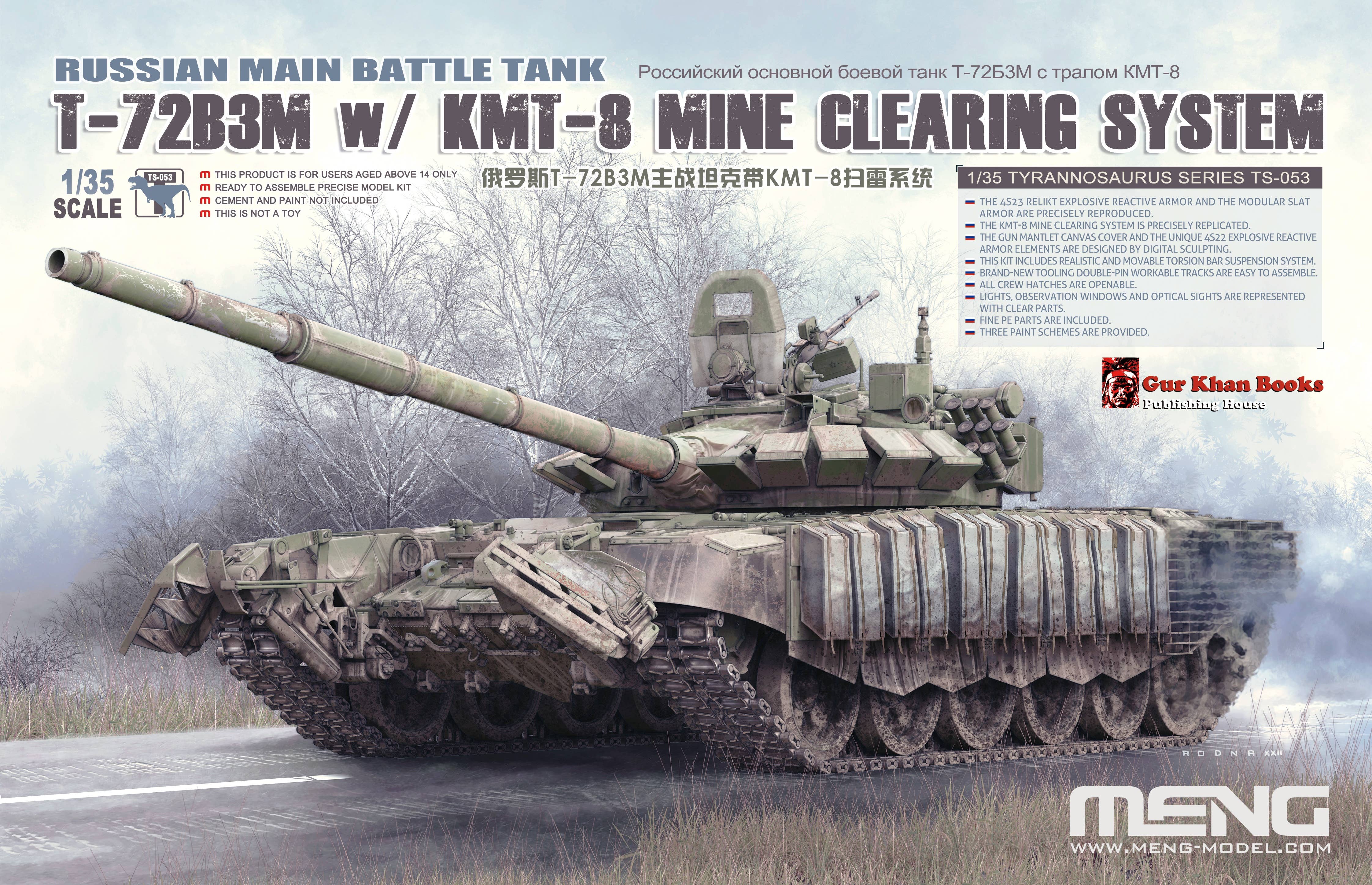 Meng 1/35 Russian Main Battle Tank T-72B3M w/ KMT-8 Mine Clearing System | 4897038553518