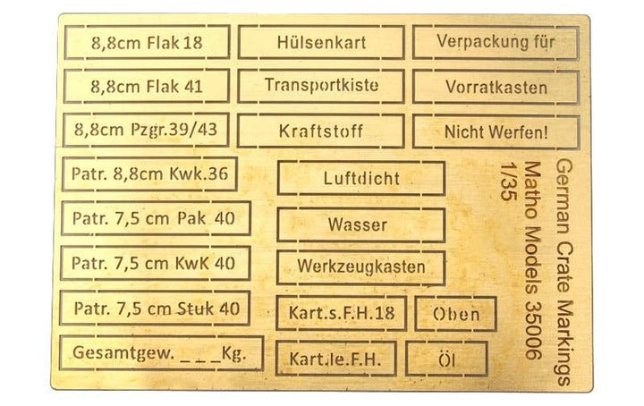 Matho 1/35 German Crate Markings (airbrush templates) | 5449612350069