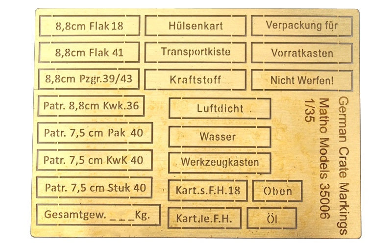 Matho 1/35 German Crate Markings (airbrush templates)