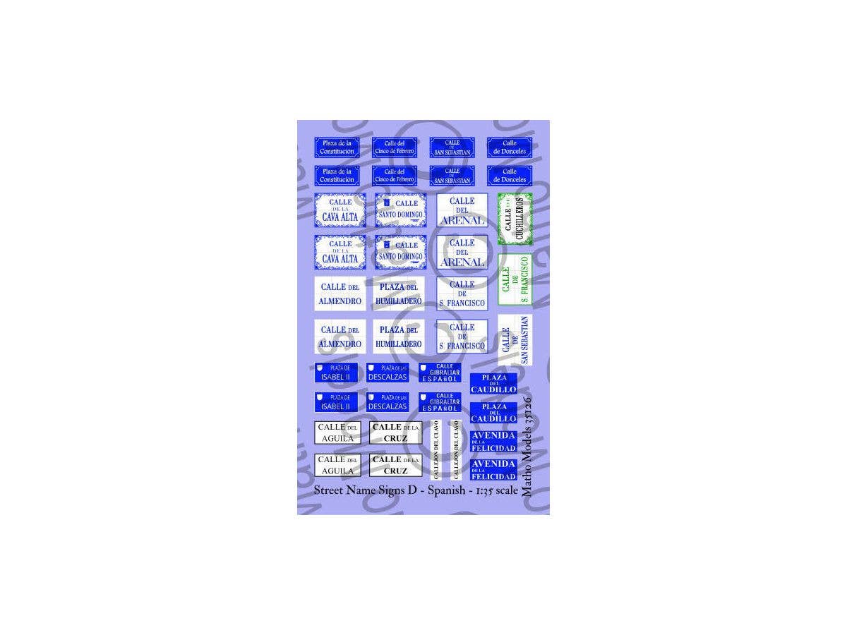 Matho 1/35 Street Name Signs D - Spanish | 5449612351264