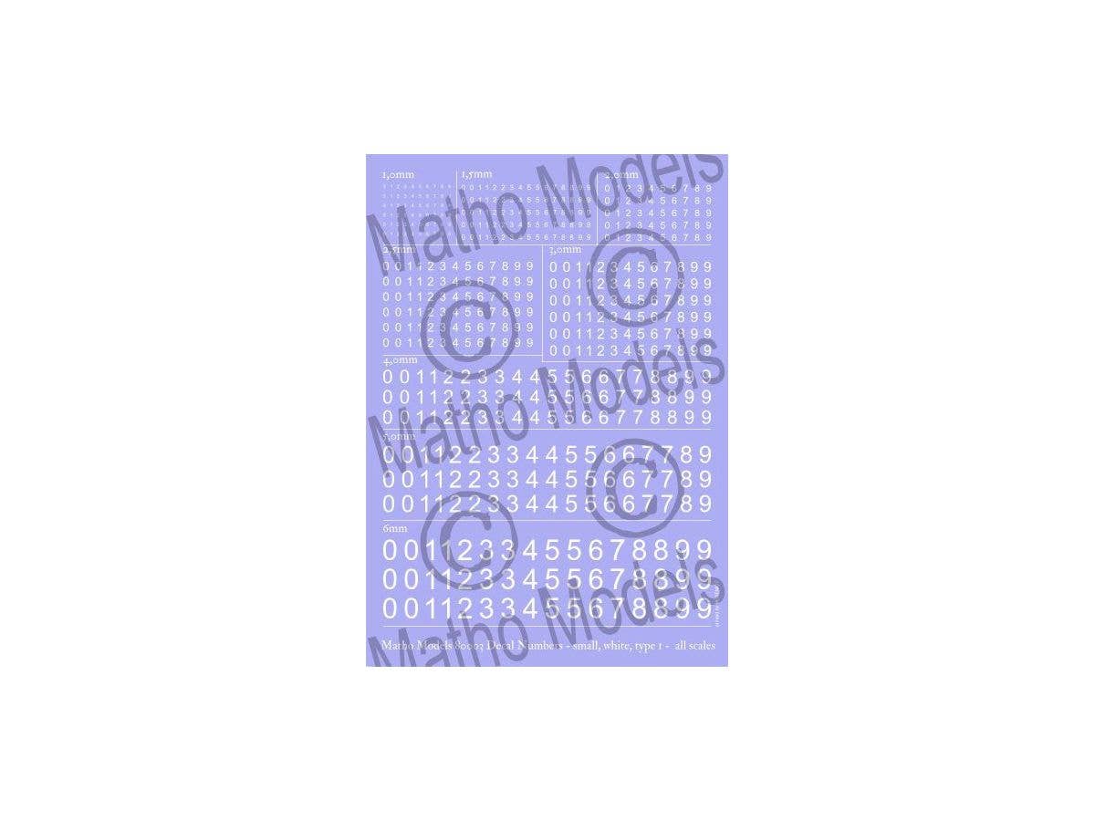 Matho Decal Numbers - small, white, type 1 | 5449612800038