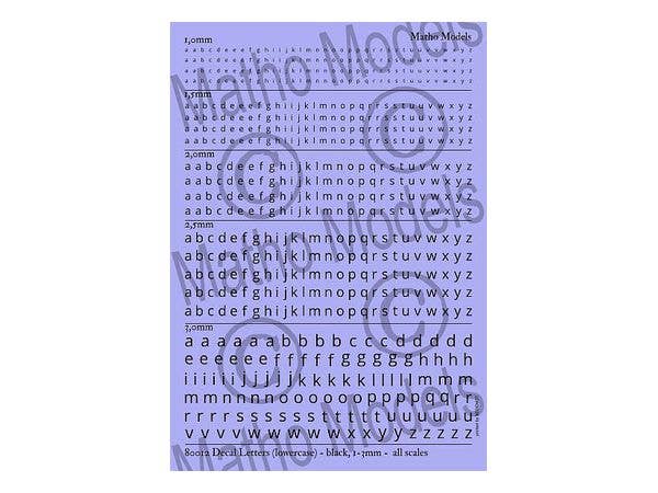 Matho Decal Letters (lowercase) - black, 1-3mm | 5449612800120