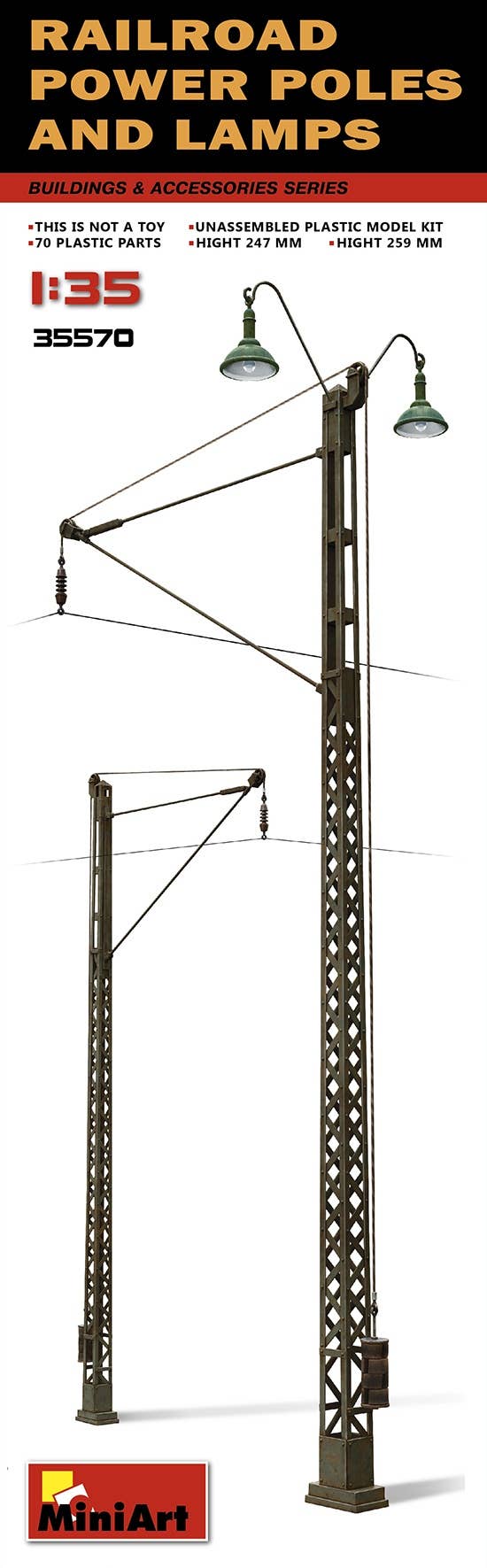 MiniArt 1/35 Railroad Power Poles & Lamps | 4820183310651