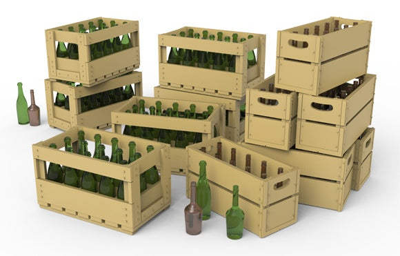 MiniArt Champagne & Cognac Bottles w/Crates (1/35) | 4820183310705