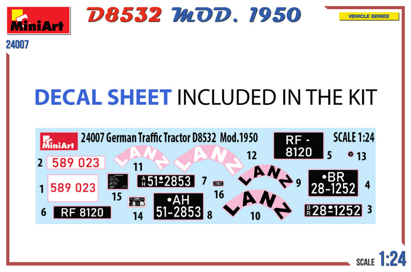 MiniArt 1/24 German Traffic Tractor D8532  Mod.1950