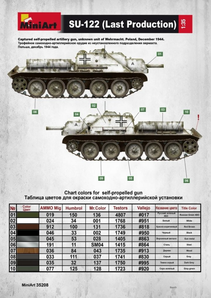 MiniArt 1/35 SU-122 (Last Production) Interior Kit | 4820183311269