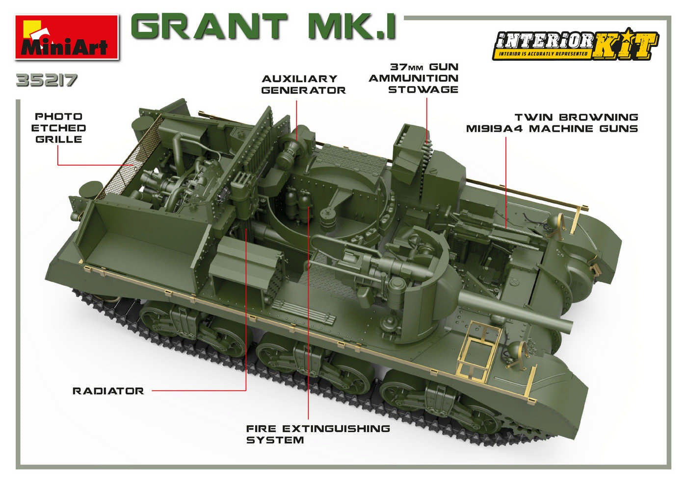 Miniart 1/35 Grant Mk.I Interior Kit | 4820183312280