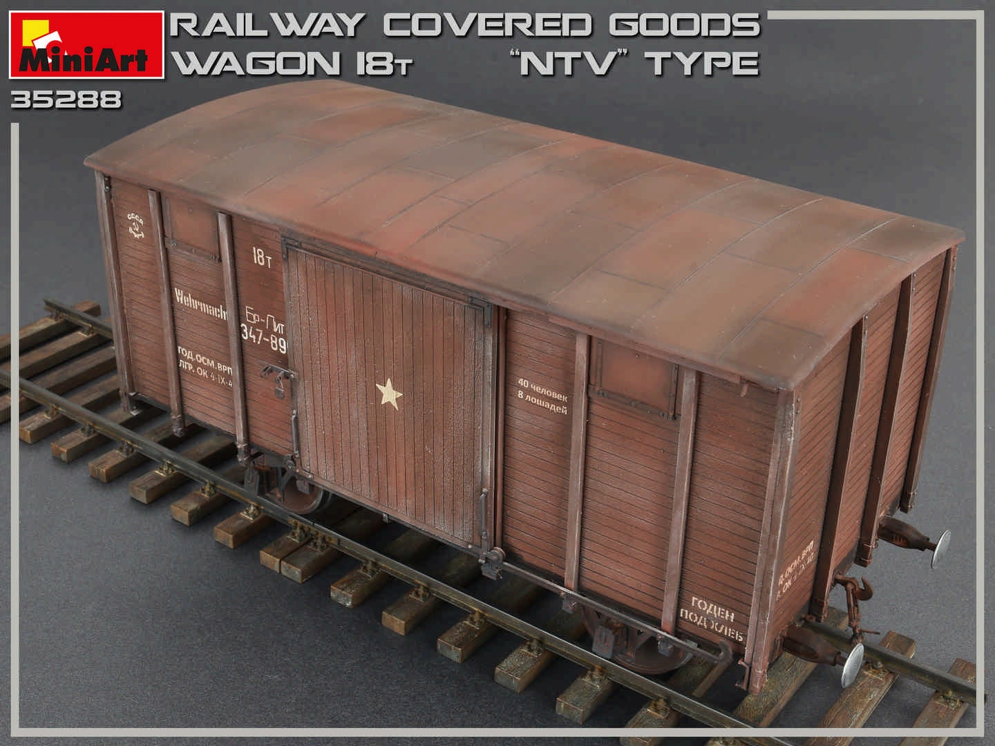 MiniArt Railway Covered Goods Wagon 18 t 'NTV'-Type (1/35) | 4820183312020