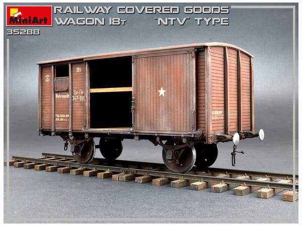 MiniArt Railway Covered Goods Wagon 18 t 'NTV'-Type (1/35) | 4820183312020