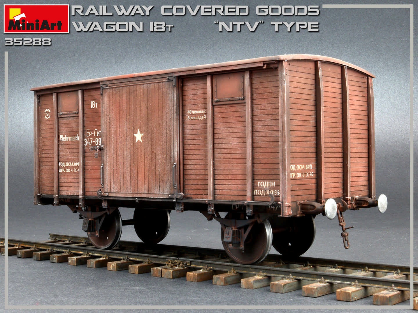 MiniArt Railway Covered Goods Wagon 18 t 'NTV'-Type (1/35) | 4820183312020