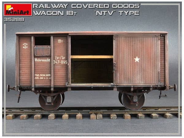 MiniArt Railway Covered Goods Wagon 18 t 'NTV'-Type (1/35) | 4820183312020