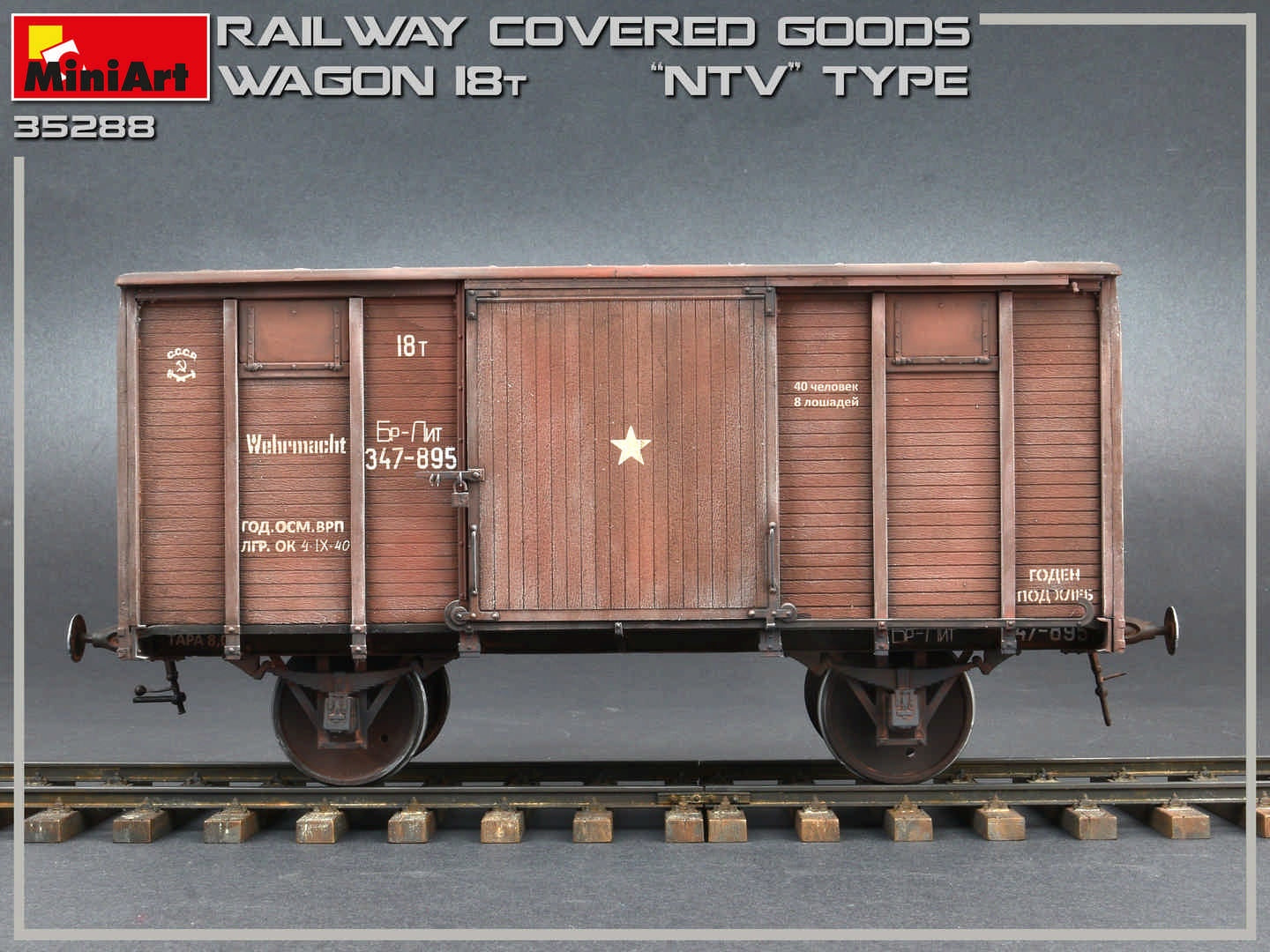 MiniArt Railway Covered Goods Wagon 18 t 'NTV'-Type (1/35) | 4820183312020