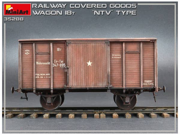 MiniArt Railway Covered Goods Wagon 18 t 'NTV'-Type (1/35) | 4820183312020
