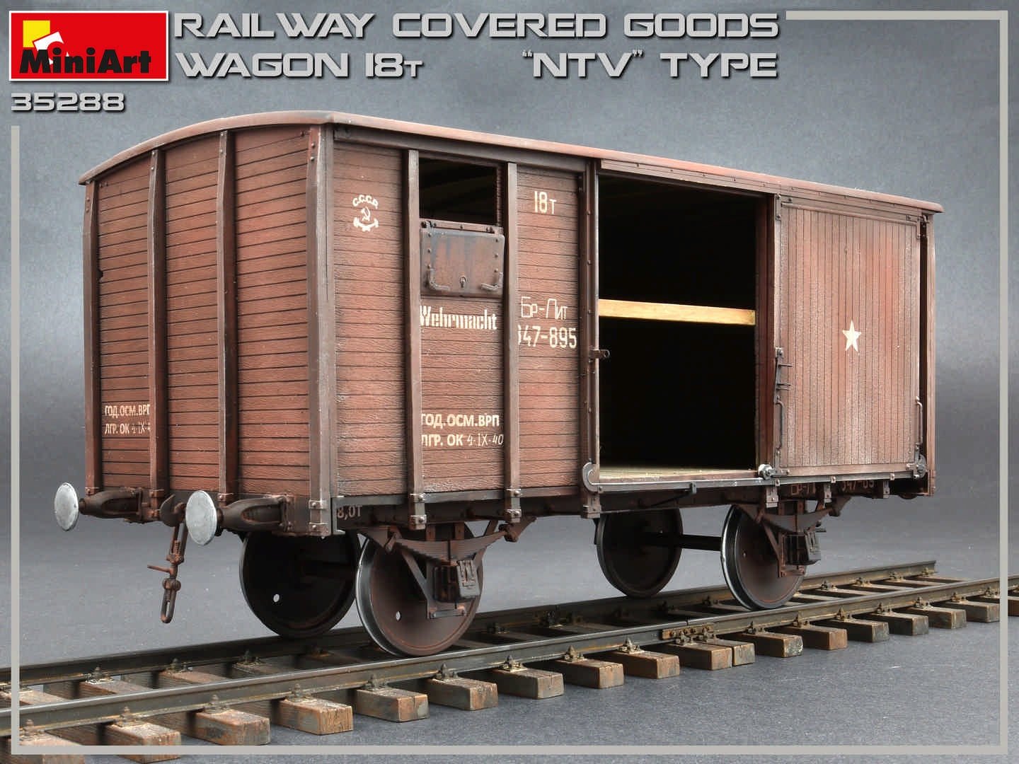 MiniArt Railway Covered Goods Wagon 18 t 'NTV'-Type (1/35) | 4820183312020