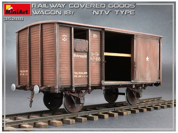 MiniArt Railway Covered Goods Wagon 18 t 'NTV'-Type (1/35) | 4820183312020