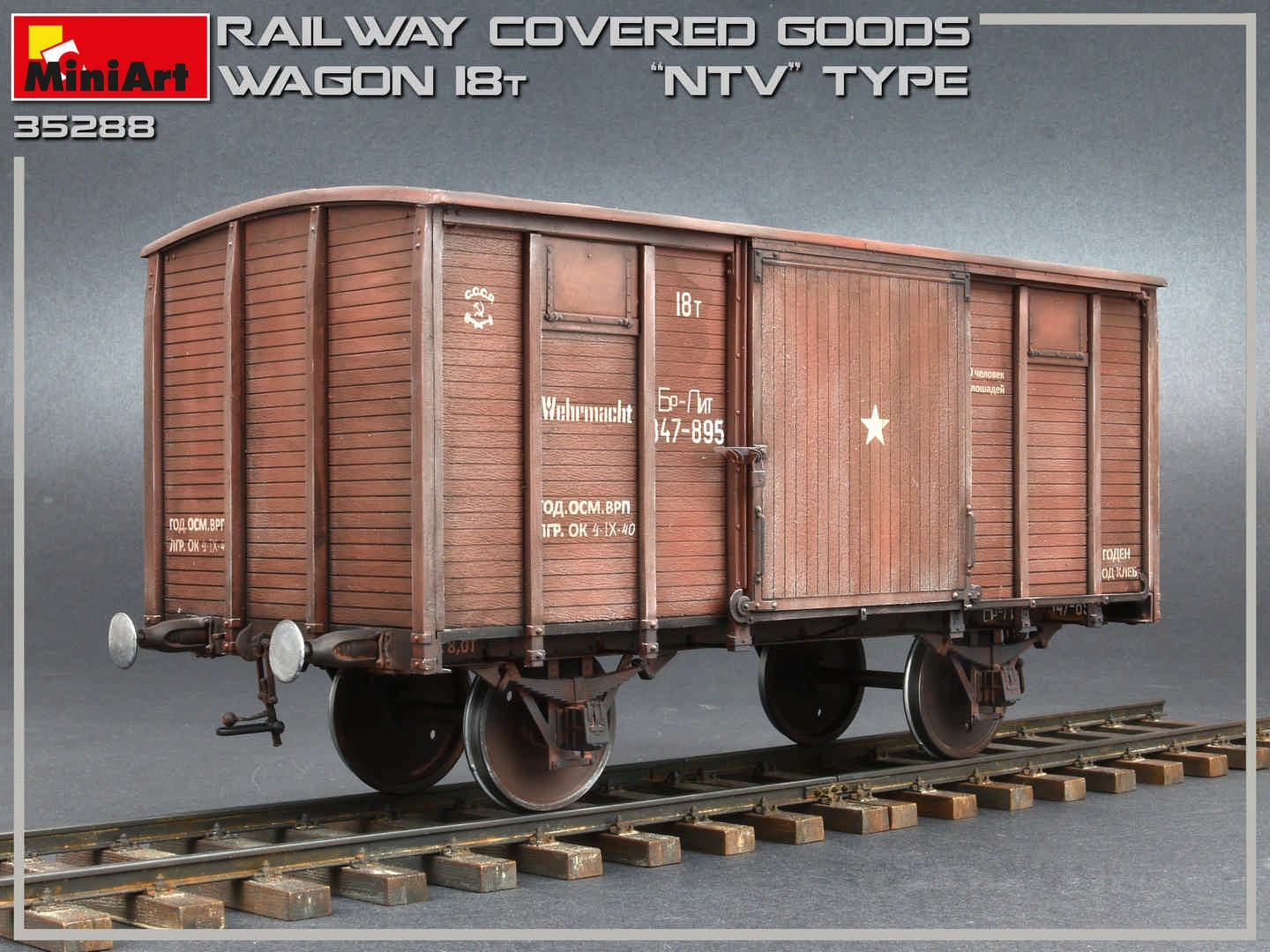 MiniArt Railway Covered Goods Wagon 18 t 'NTV'-Type (1/35) | 4820183312020