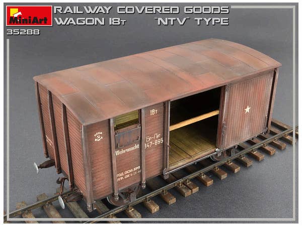 MiniArt Railway Covered Goods Wagon 18 t 'NTV'-Type (1/35) | 4820183312020