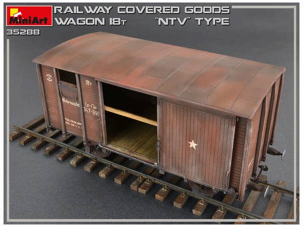 MiniArt Railway Covered Goods Wagon 18 t 'NTV'-Type (1/35) | 4820183312020