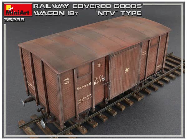 MiniArt Railway Covered Goods Wagon 18 t 'NTV'-Type (1/35) | 4820183312020
