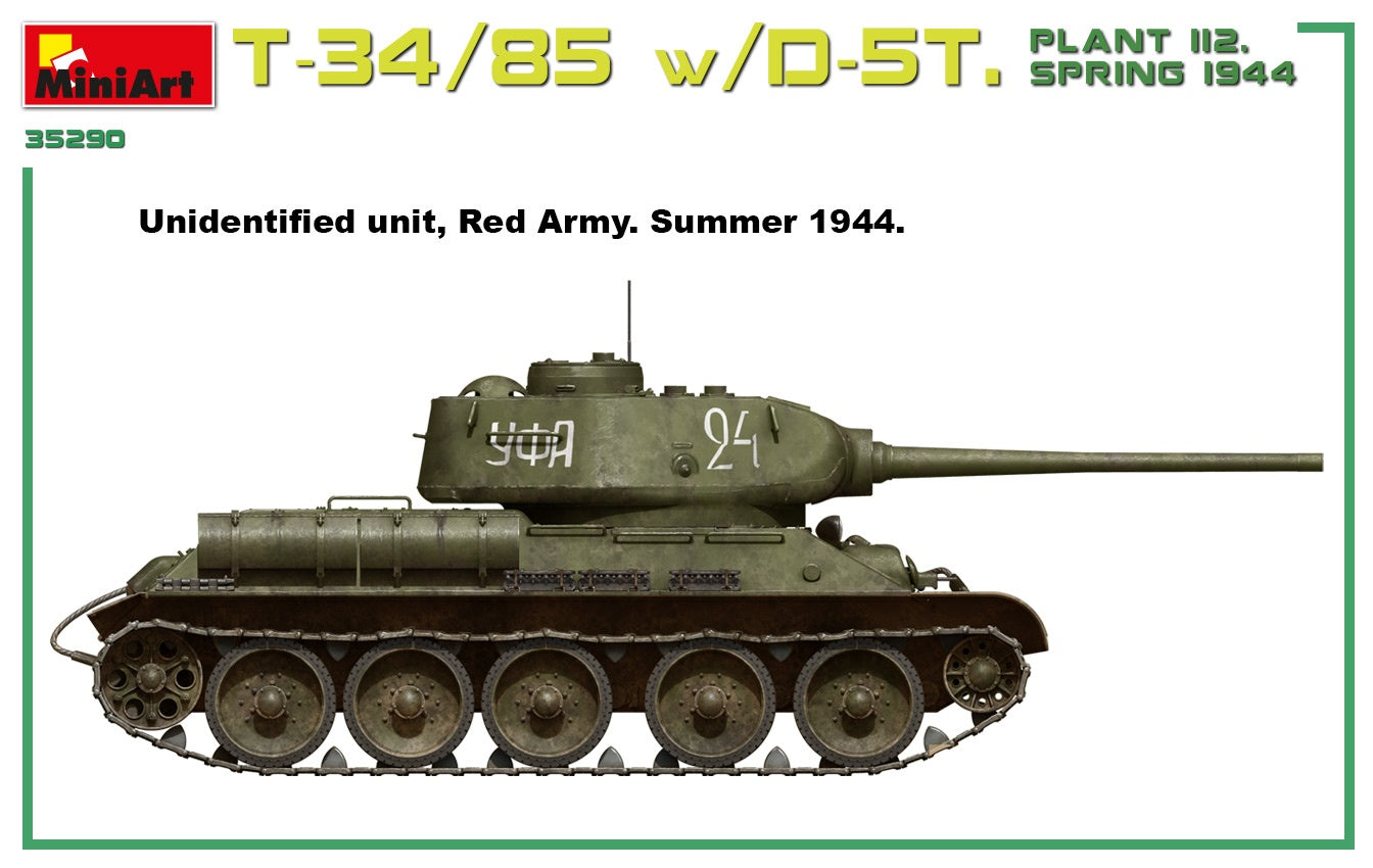 MiniArt 1/35 T-34/85 w/D-5T. PLANT 112. SPRING 1944. INTERIOR KIT | 4820183313171