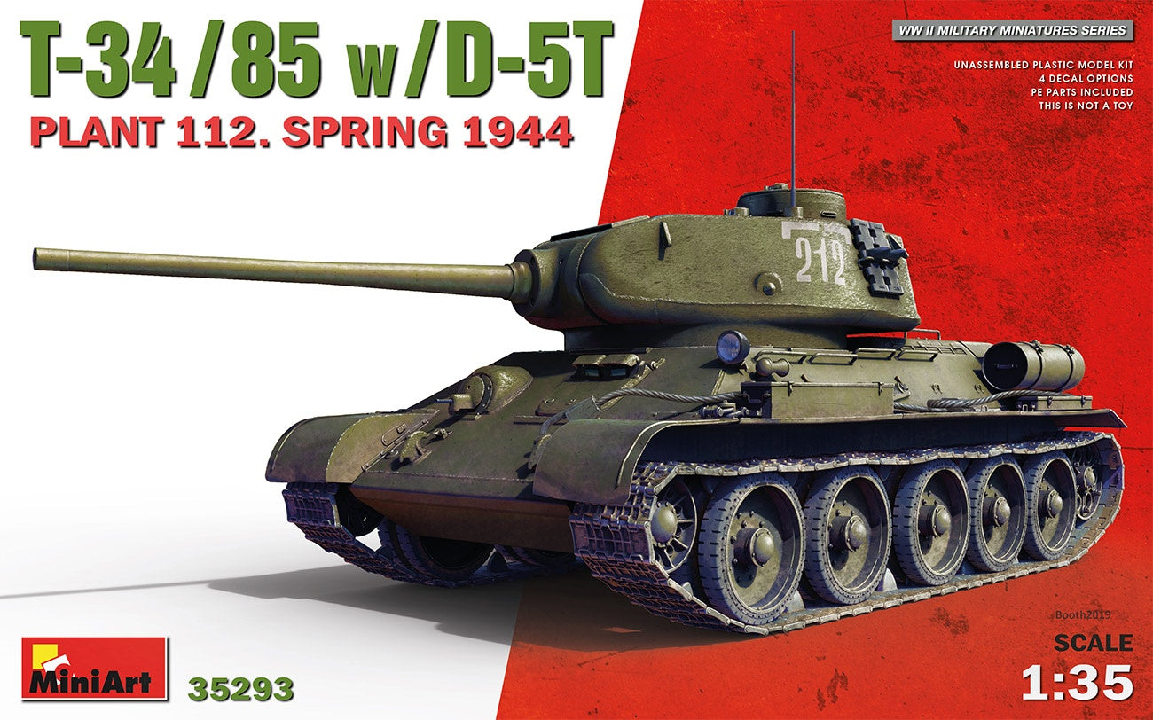 MiniArt 1/35 T-34-85 w/D-5T. Plant 112. Spring 1944 Tank | 4820183313263