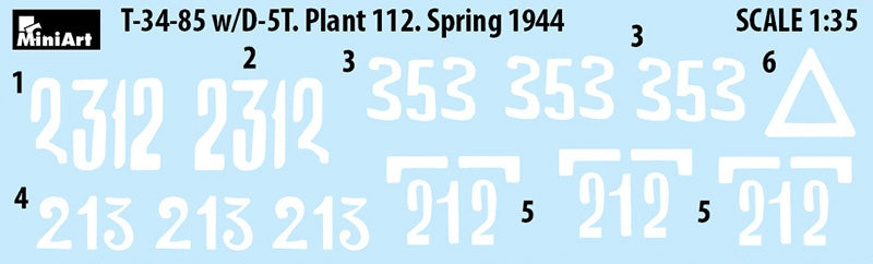 MiniArt 1/35 T-34-85 w/D-5T. Plant 112. Spring 1944 Tank | 4820183313263