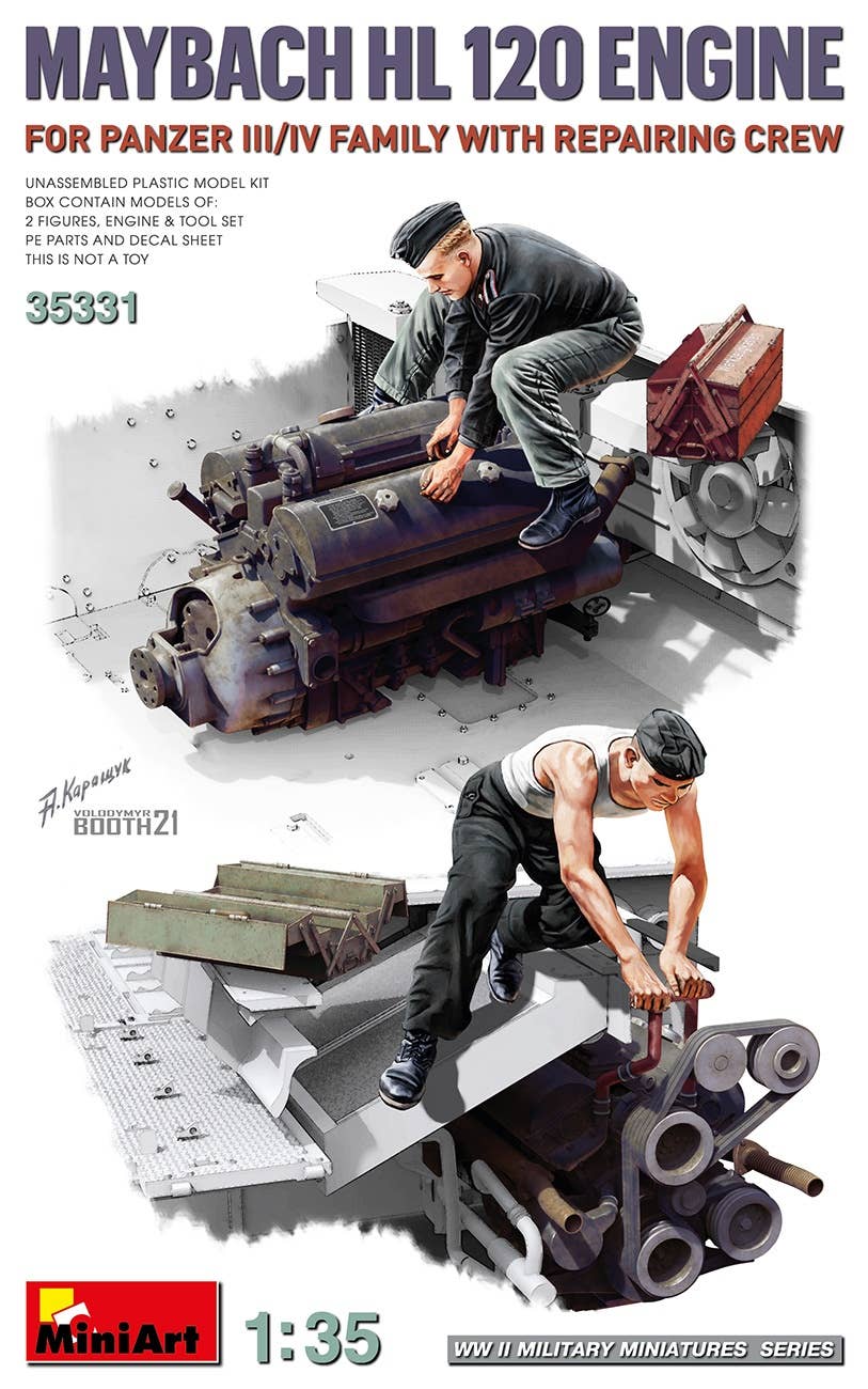 MiniArt 1/35 Maybach HL 120 Engine for Panzer III/IV Family w/Repair Crew | 4820183313973