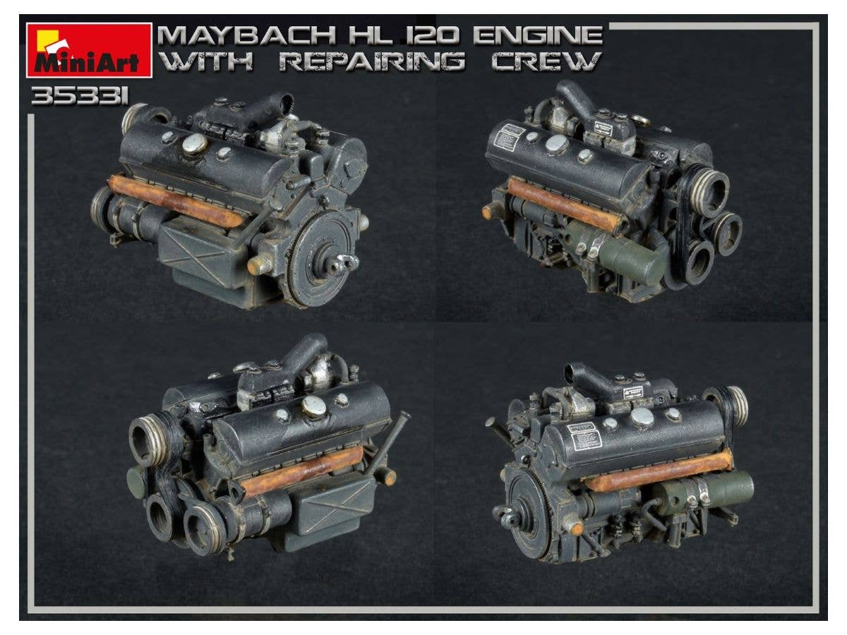 MiniArt 1/35 Maybach HL 120 Engine for Panzer III/IV Family w/Repair Crew | 4820183313973