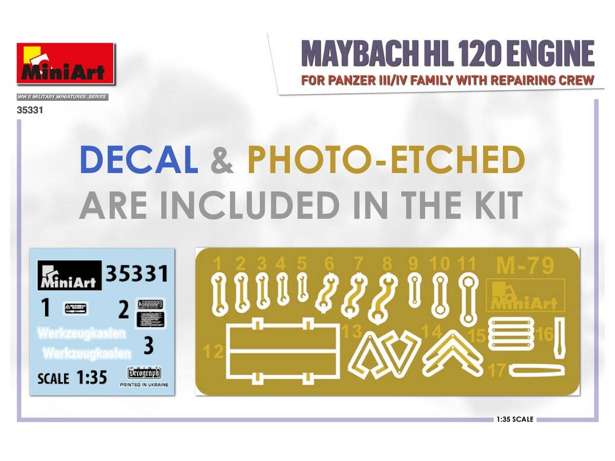 MiniArt 1/35 Maybach HL 120 Engine for Panzer III/IV Family w/Repair Crew | 4820183313973