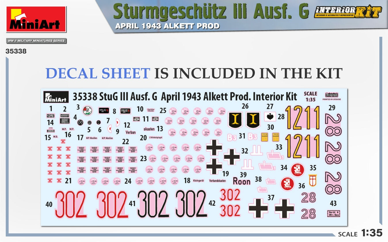 Miniart 1/35 Sturmgeschutz III Ausf. G April 1943 Alkett Prod. Interior Kit | 5905090346111