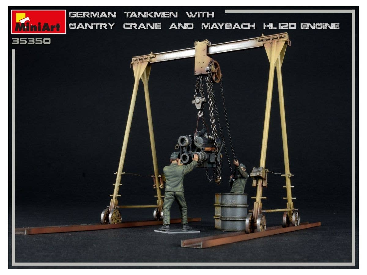 MiniArt 1/35 German Tankmen with Gantry Crane & Maybach HL 120 Engine | 4820183313645