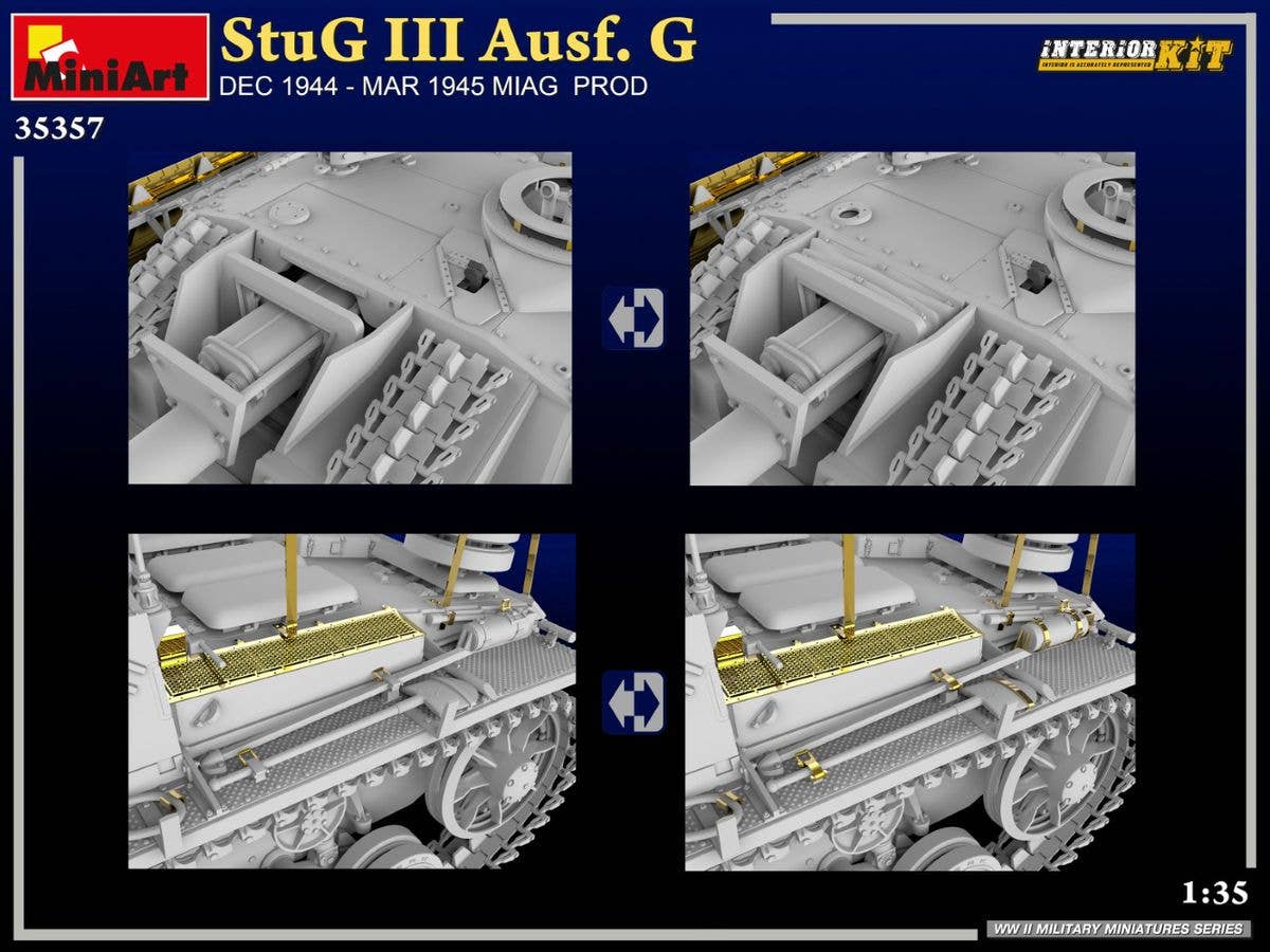 MiniArt 1/35 StuG III Ausf. G  Dec 1944 - Mar 1945 Miag  Prod. Interior Kit | 5905090346630