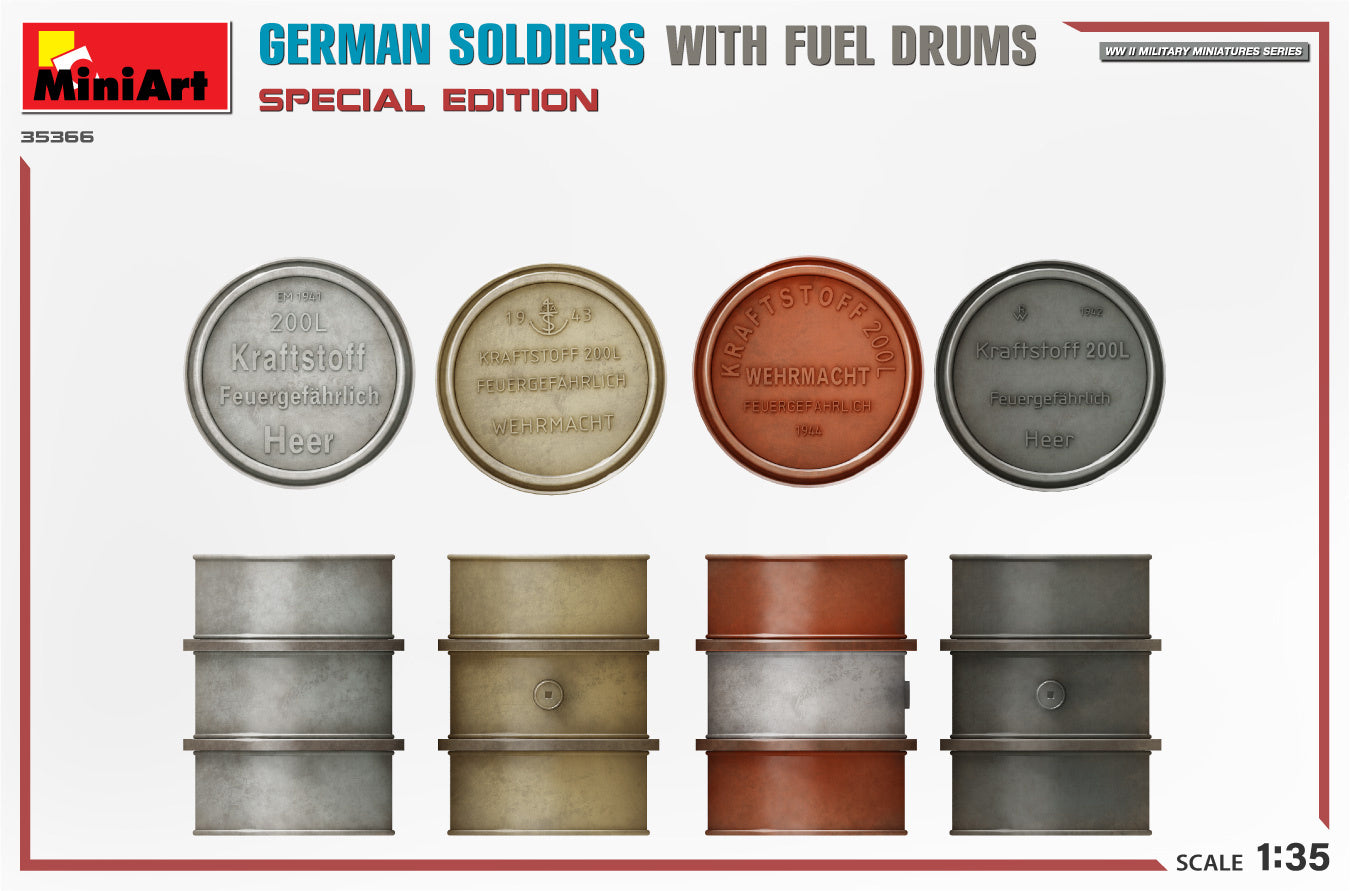 MiniArt 1/35 German Soldiers w/ Fuel Drums. Special Edition (35041 & 35597 6 drums) | 5905090346647